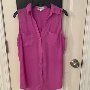 Express Pink Sleeveless Notched Collar Blouse